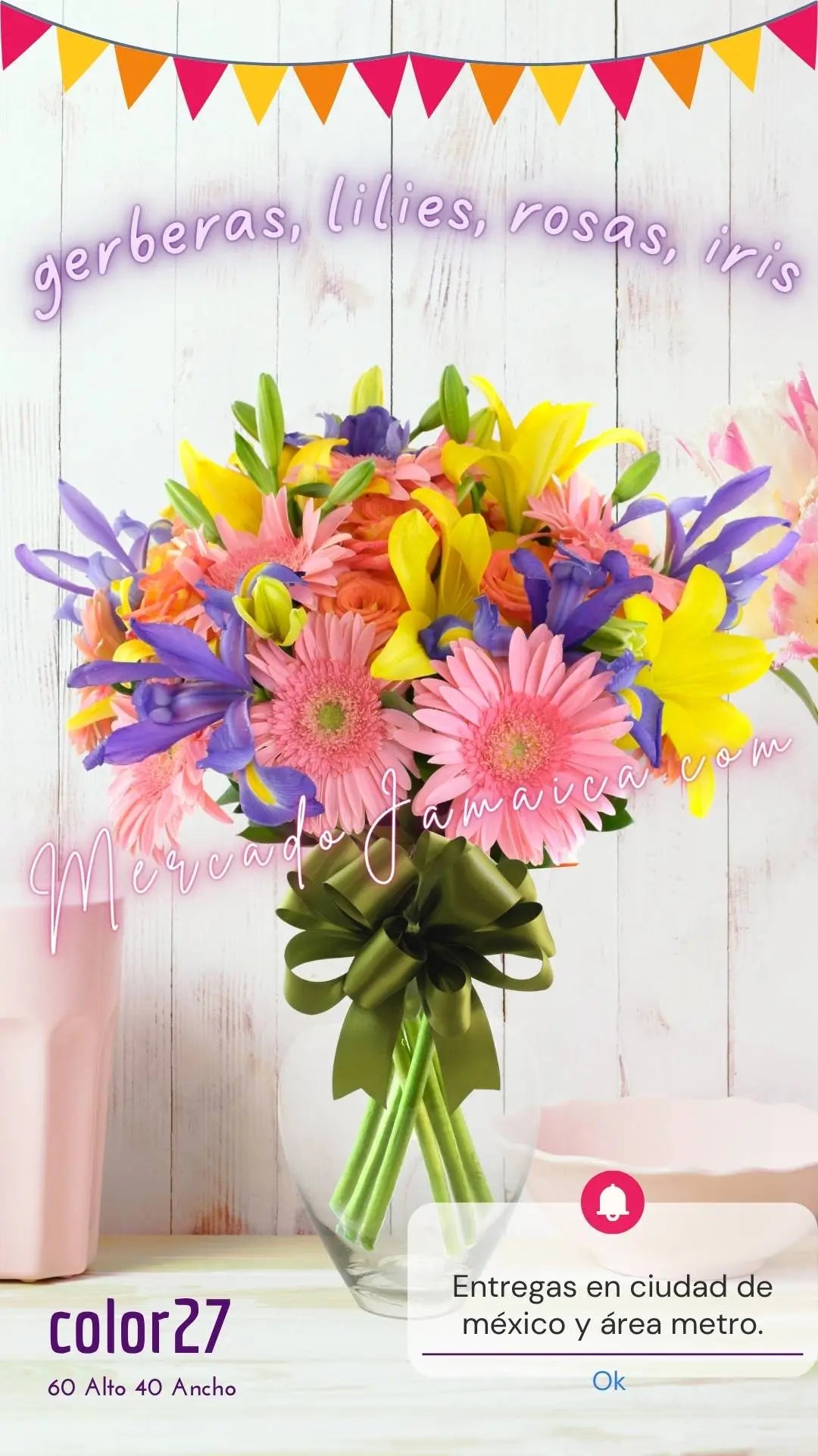 Arreglo 43 Flores: Gerberas, Iris y Rosas CDMX