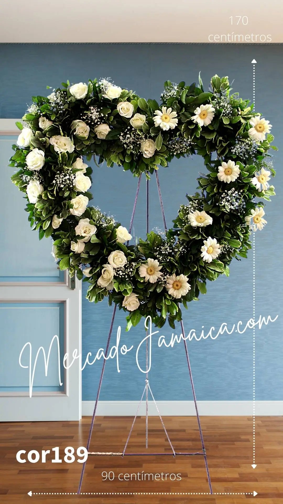 Corona fúnebre blanca 24 rosas y gerberas CDMX
