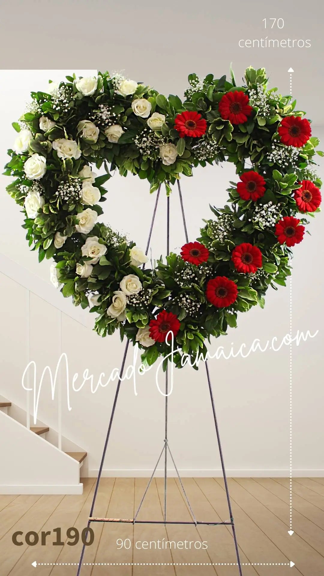 Corazón Fúnebre 24 Rosas Blancas y Gerberas CDMX