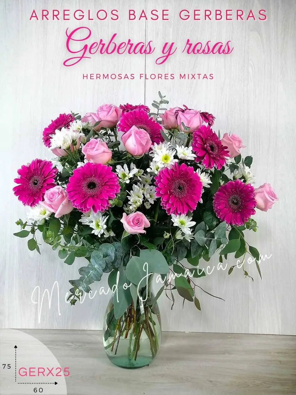Arreglo Gerberas Fucsia y Rosas Rosa CDMX