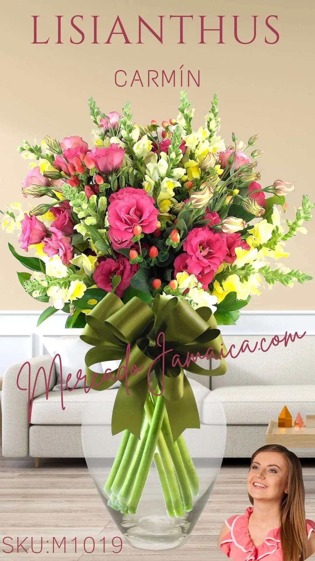 Arreglo Lisianthus Carmín en Jarrón | CDMX