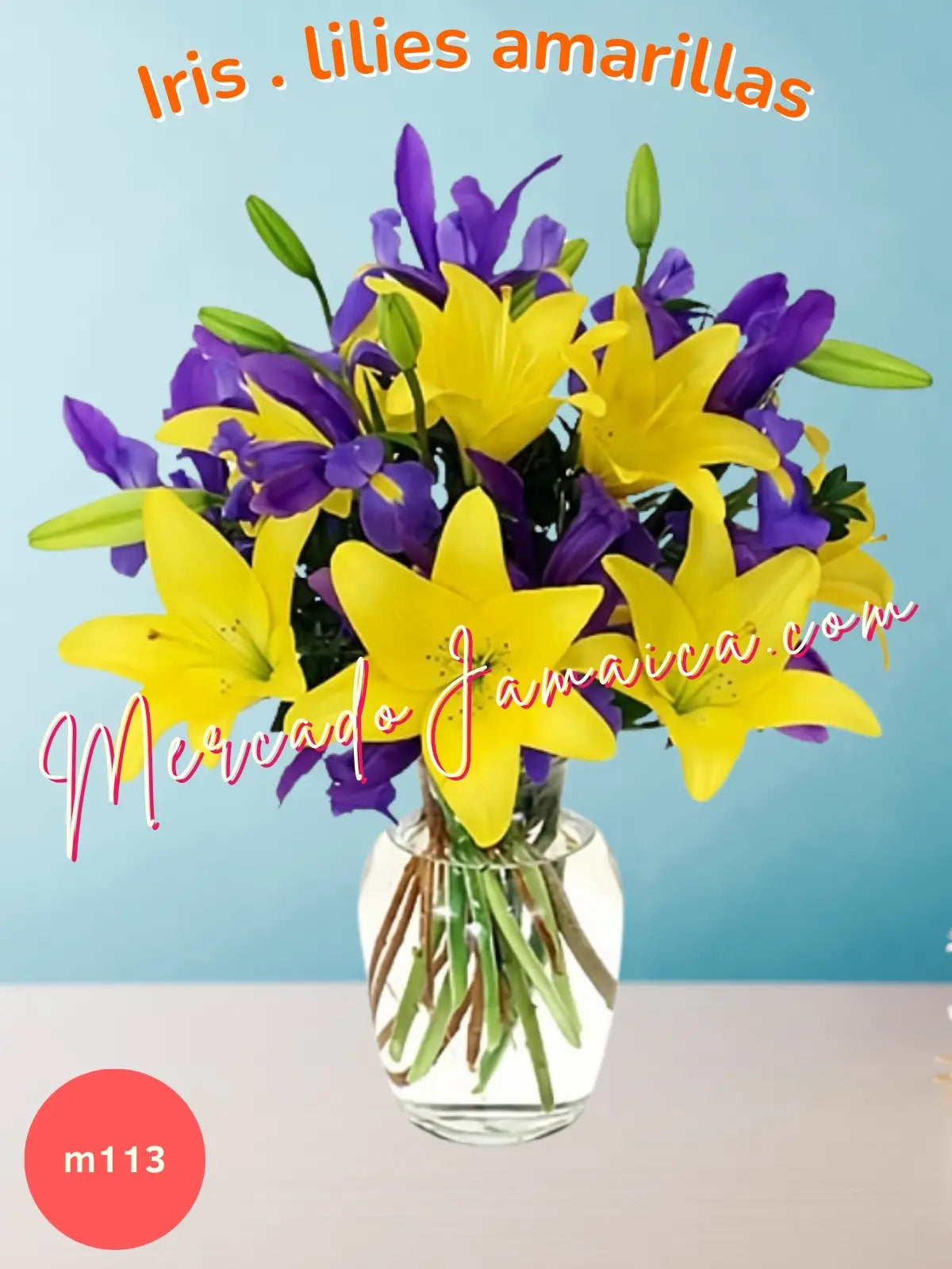 Bouquet 5 Lilies Amarillas y 10 Iris Azules CDMX