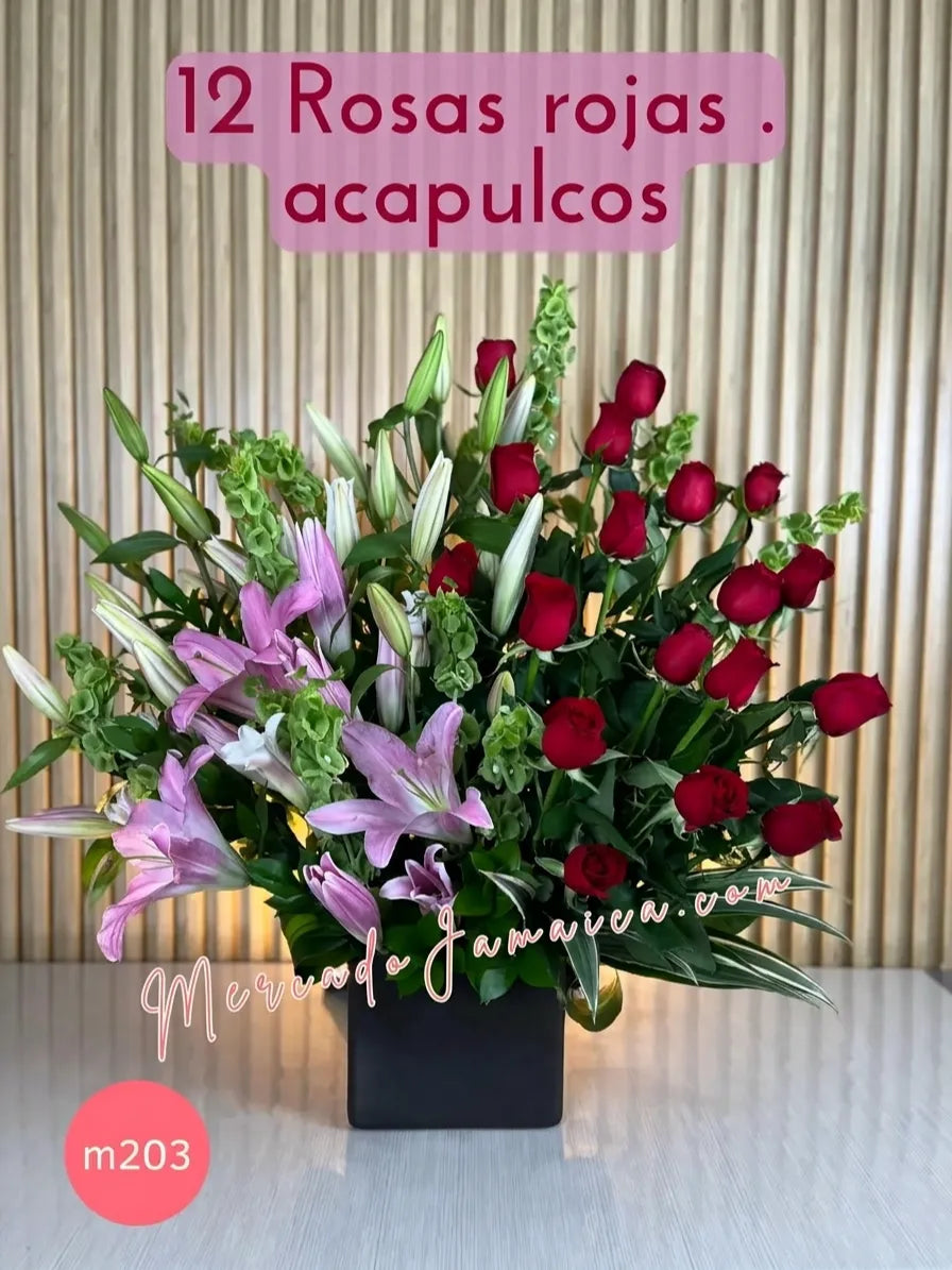 12 Rosas Rojas y 5 Lirios Stargazer en CDMX