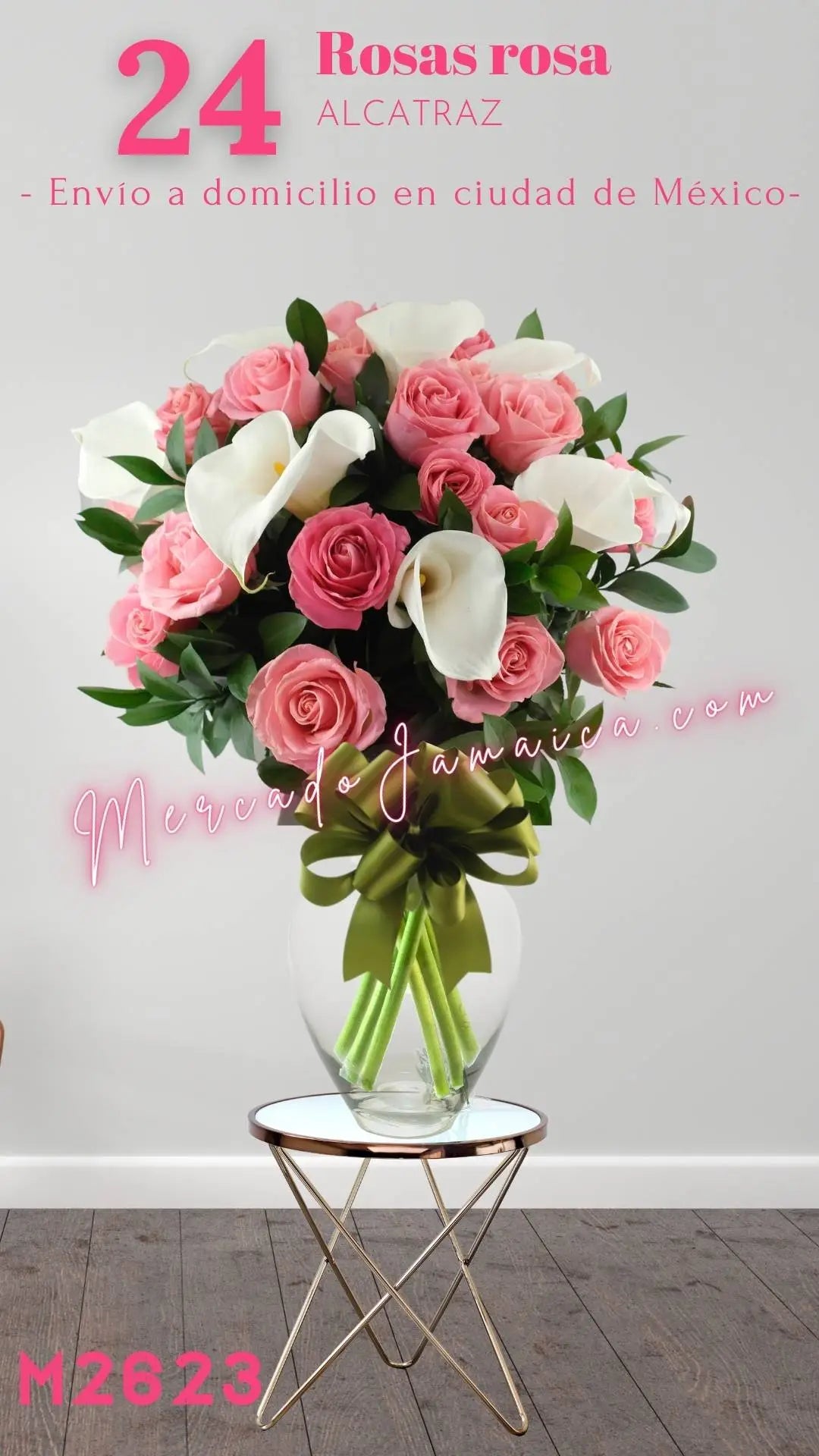 24 Rosas Rosa con Alcatraz Blanco | CDMX