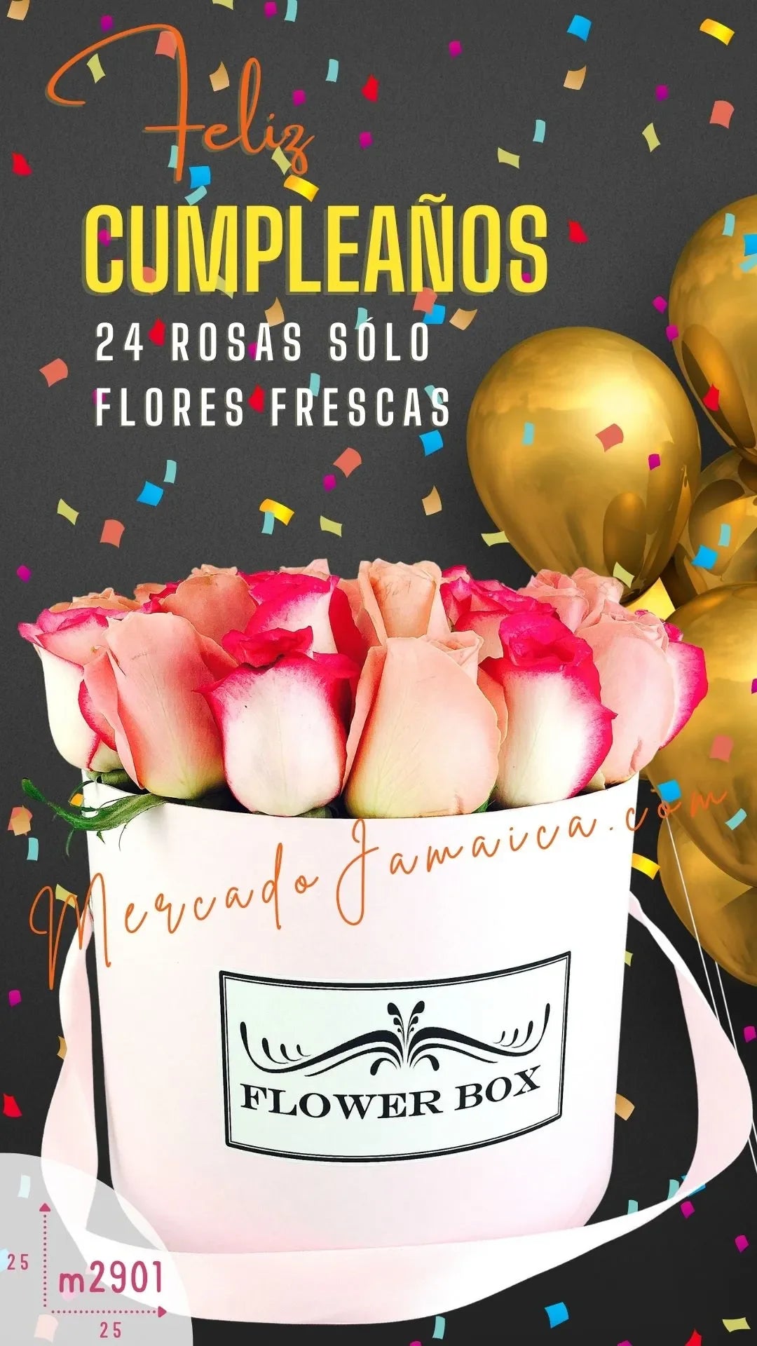 Caja 24 Rosas Pink Hermosa & Orlando CDMX