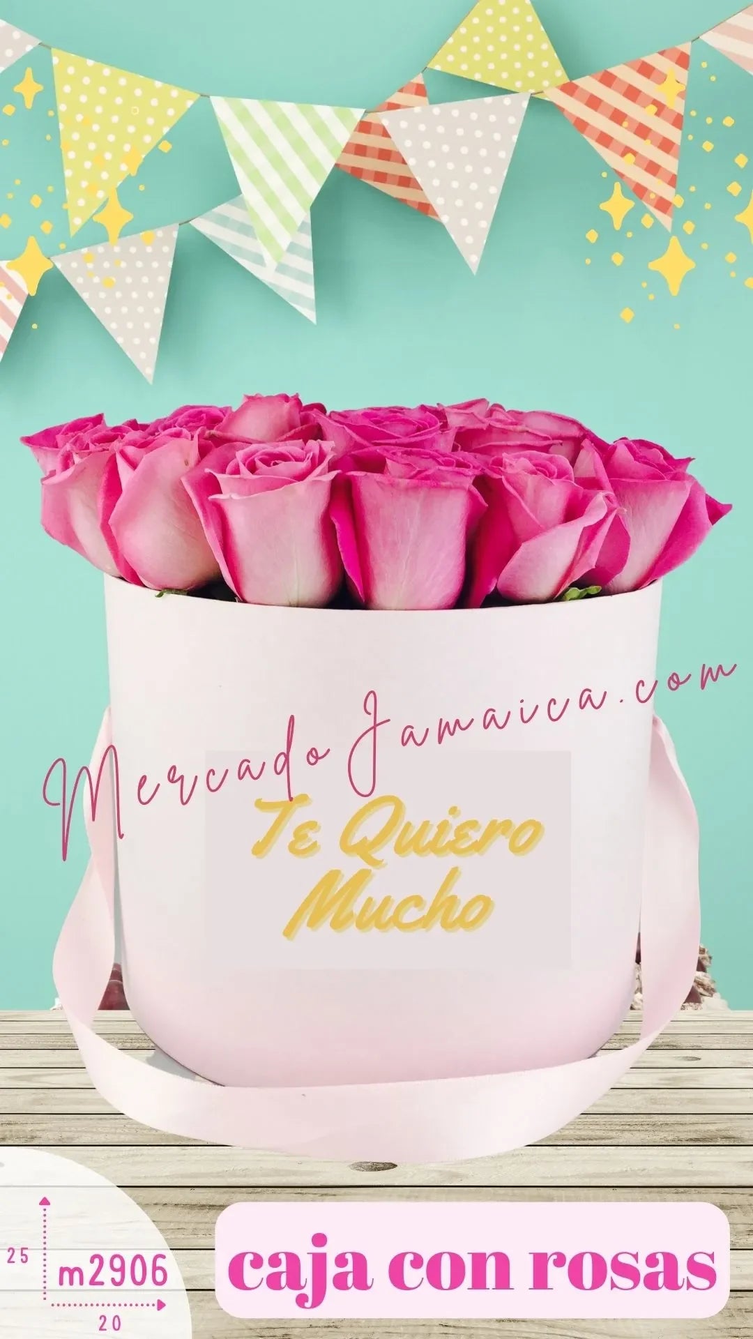 Caja 24 Rosas Aqua Fucsia a Domicilio CDMX