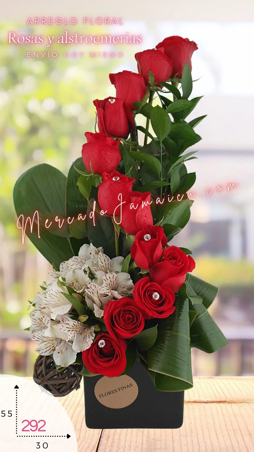 Arreglo Barcelona Red 12 Rosas Rojas y Alstroemerias CDMX