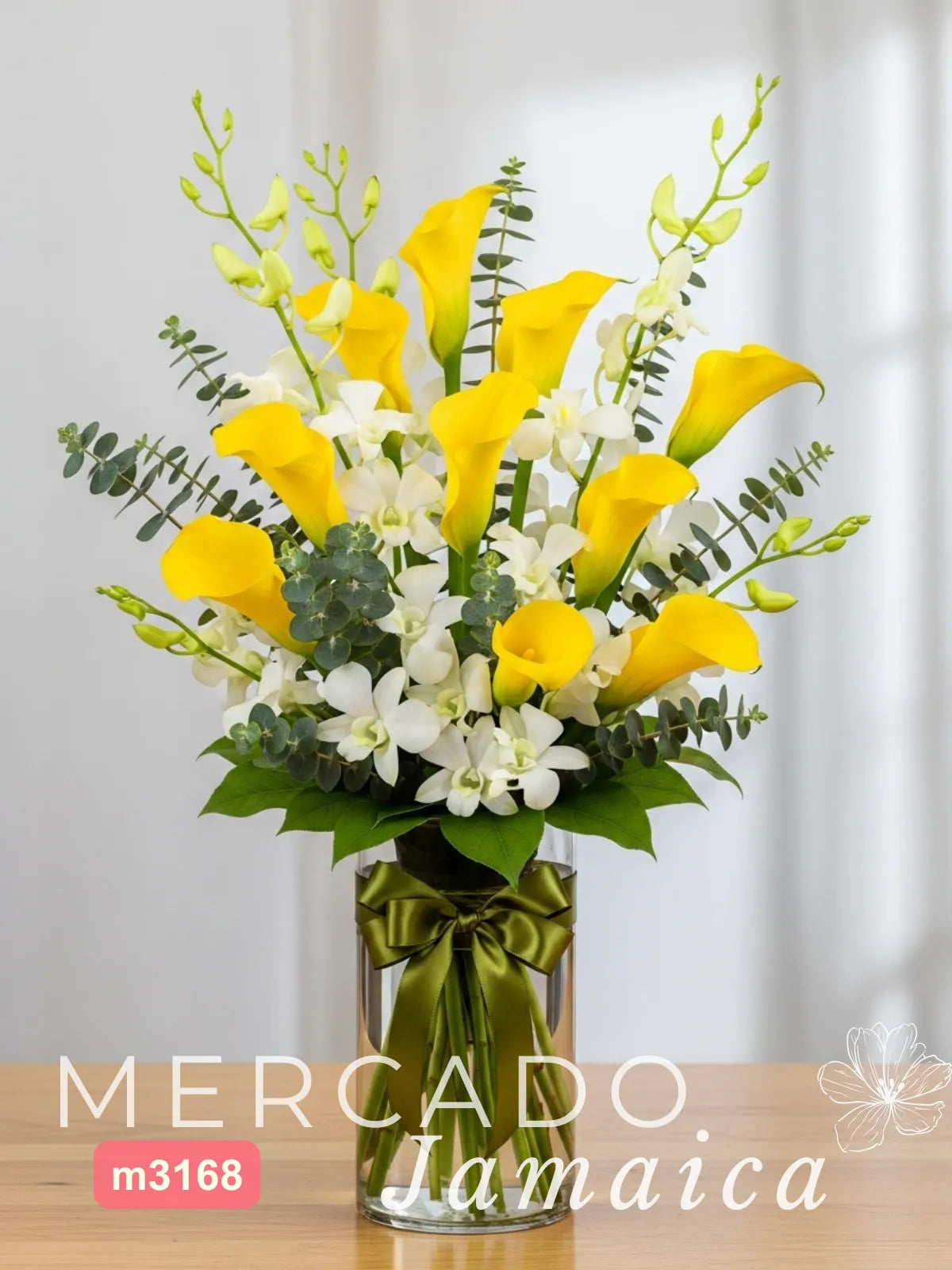 10 Callas Amarillas y Orquídeas Dendrobium CDMX