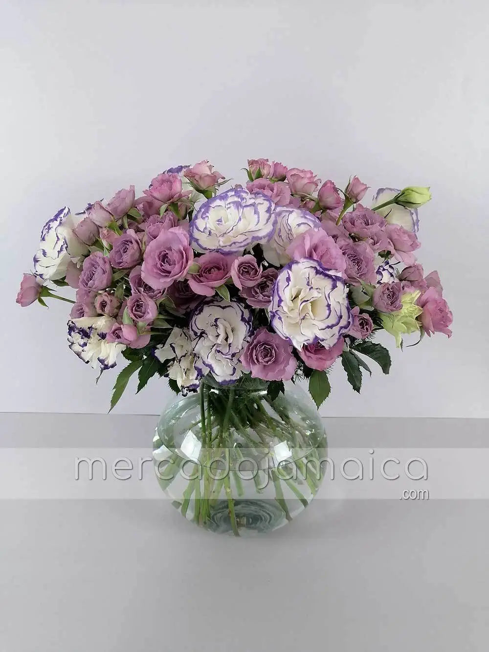 Esfera Mini Rosas Moradas con Lisianthus CDMX