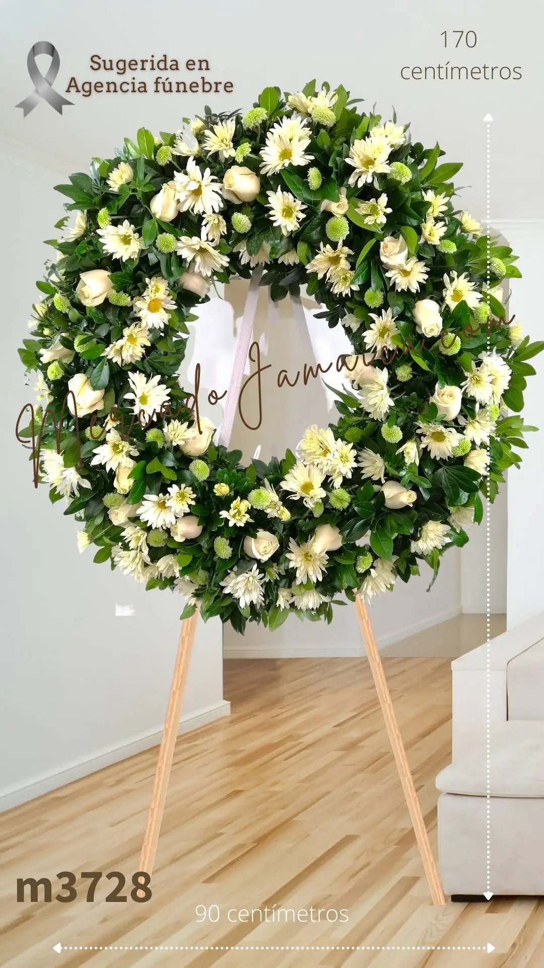 Corona Fúnebre Rosas y Yokos Blancos CDMX