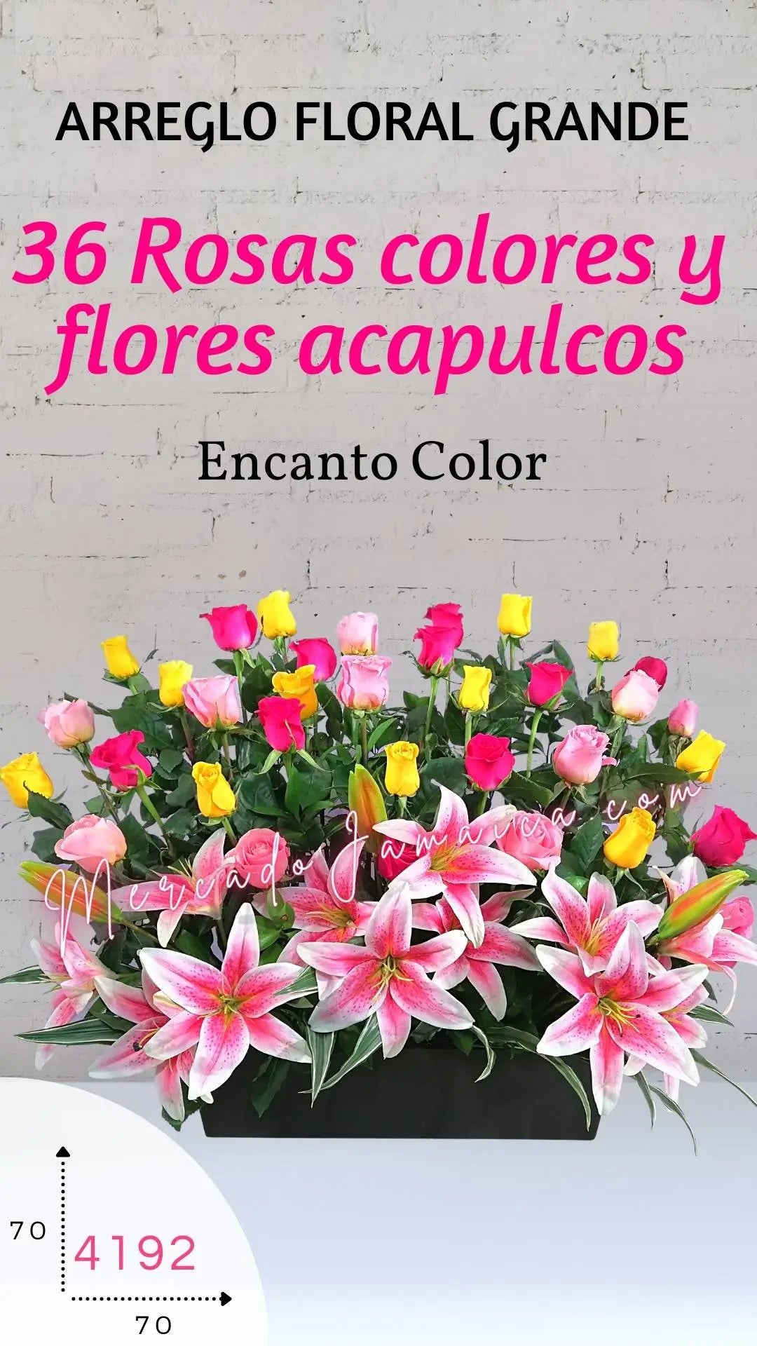 36 Rosas y Acapulcos Fucsia, Rosa y Amarillo CDMX