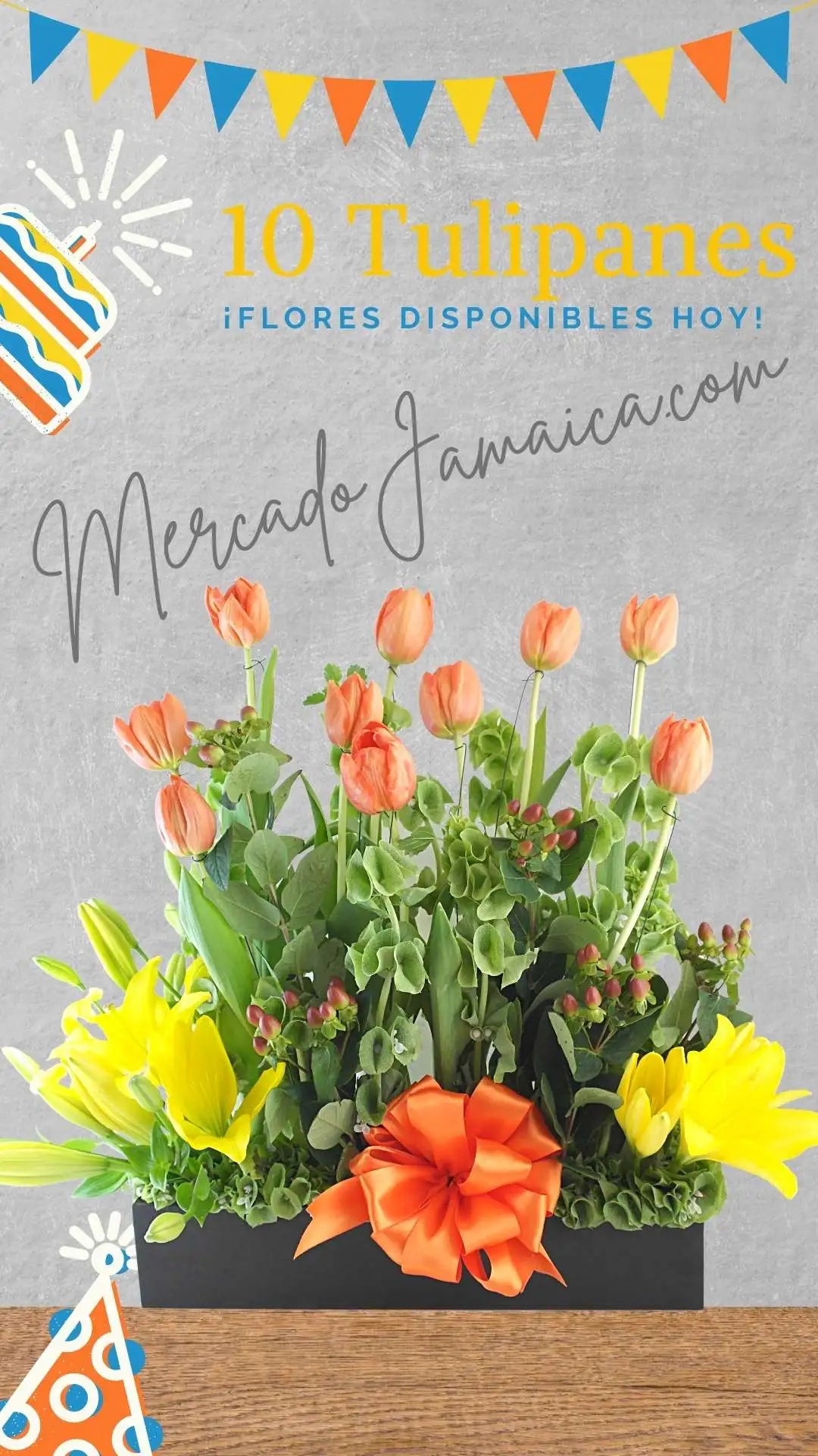 Tulipanes Naranja y Lilies Amarillas a Domicilio CDMX