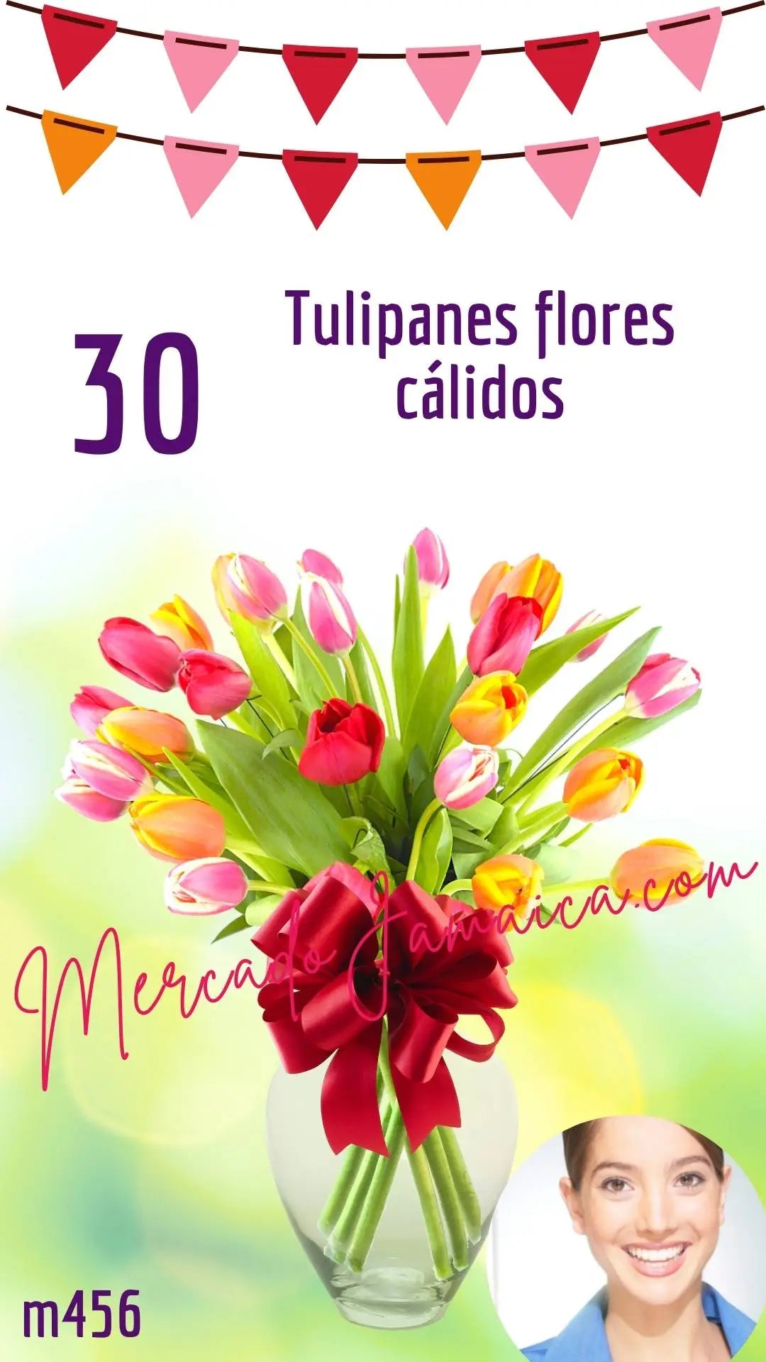 30 Tulipanes Rojo, Naranja y Rosa a Domicilio CDMX