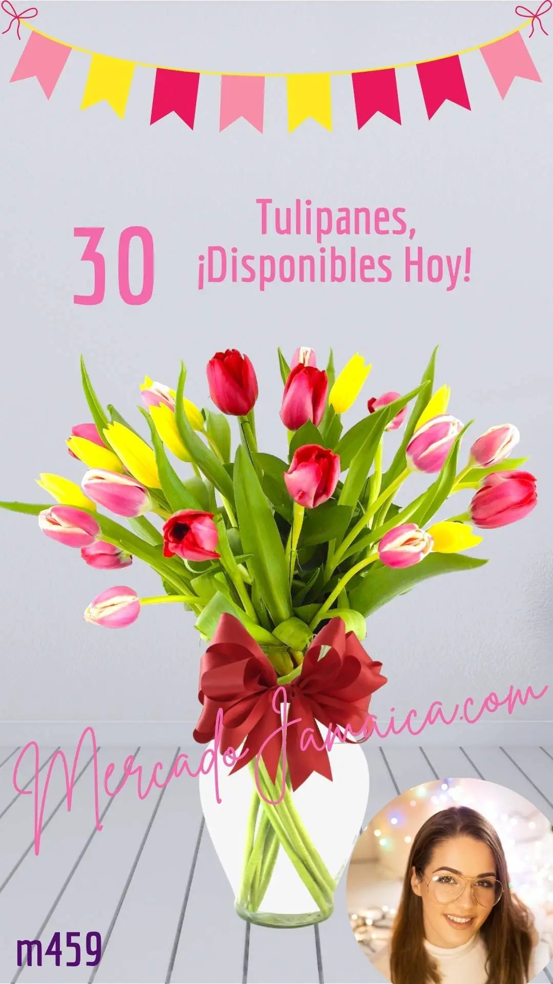 30 Tulipanes Multicolores en Jarrón · CDMX