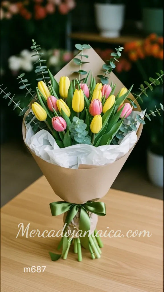 Ramo 20 Tulipanes Rosa y Amarillo a Domicilio CDMX
