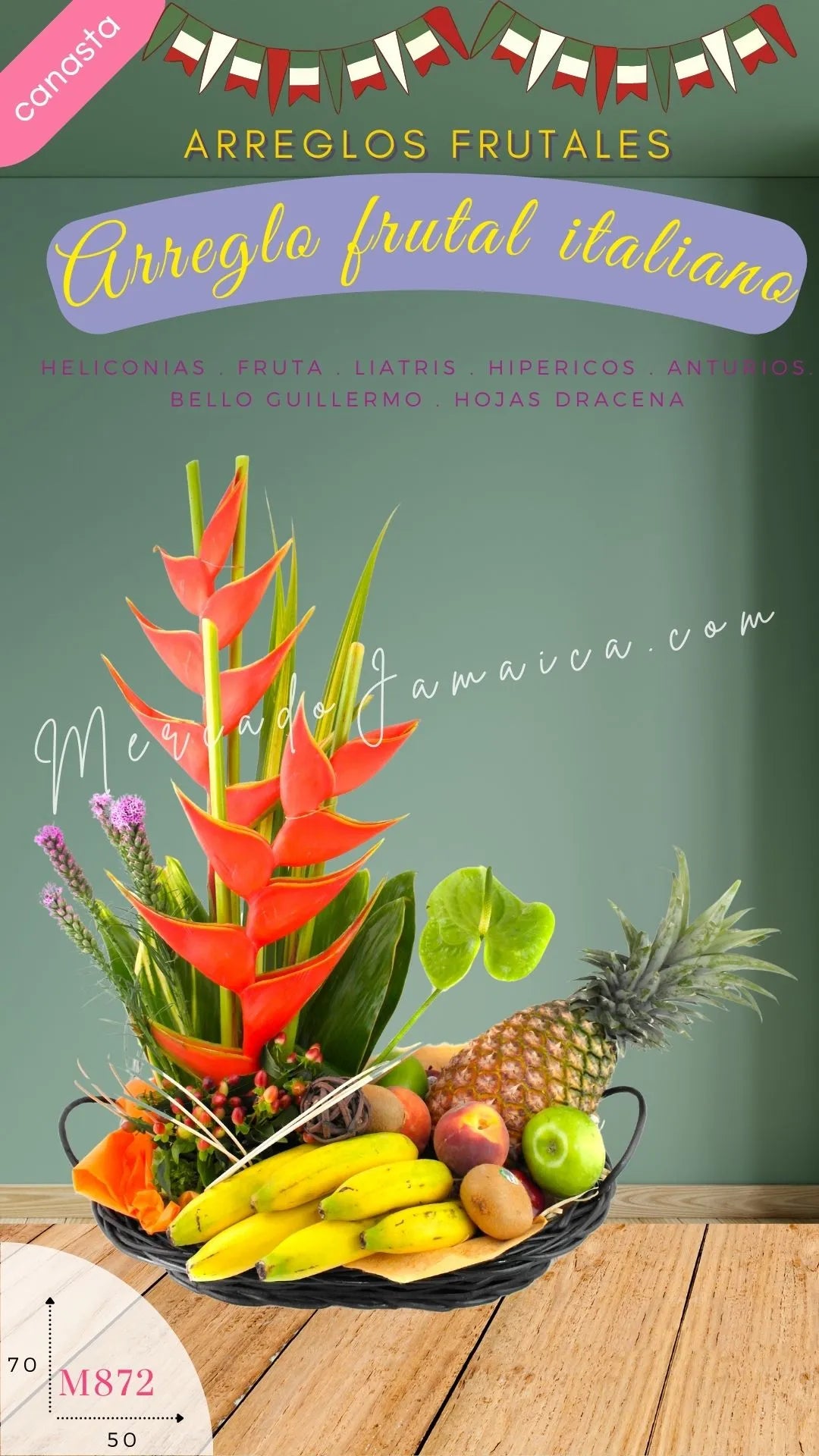 Canasta Frutal Amazonas con Flores Tropicales CDMX