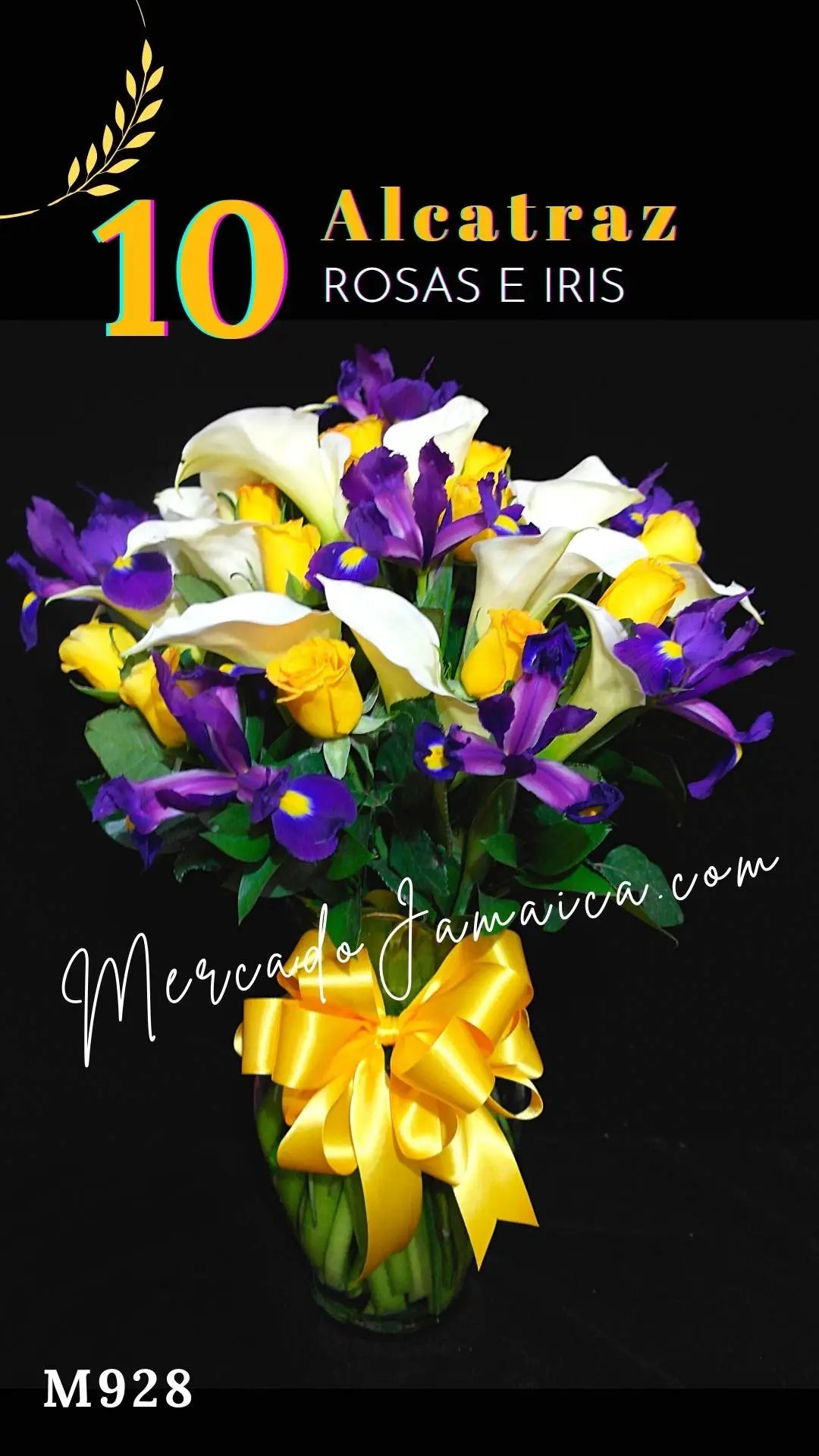 Arreglo Alcatraz, Iris Azul y Rosas Amarillas CDMX