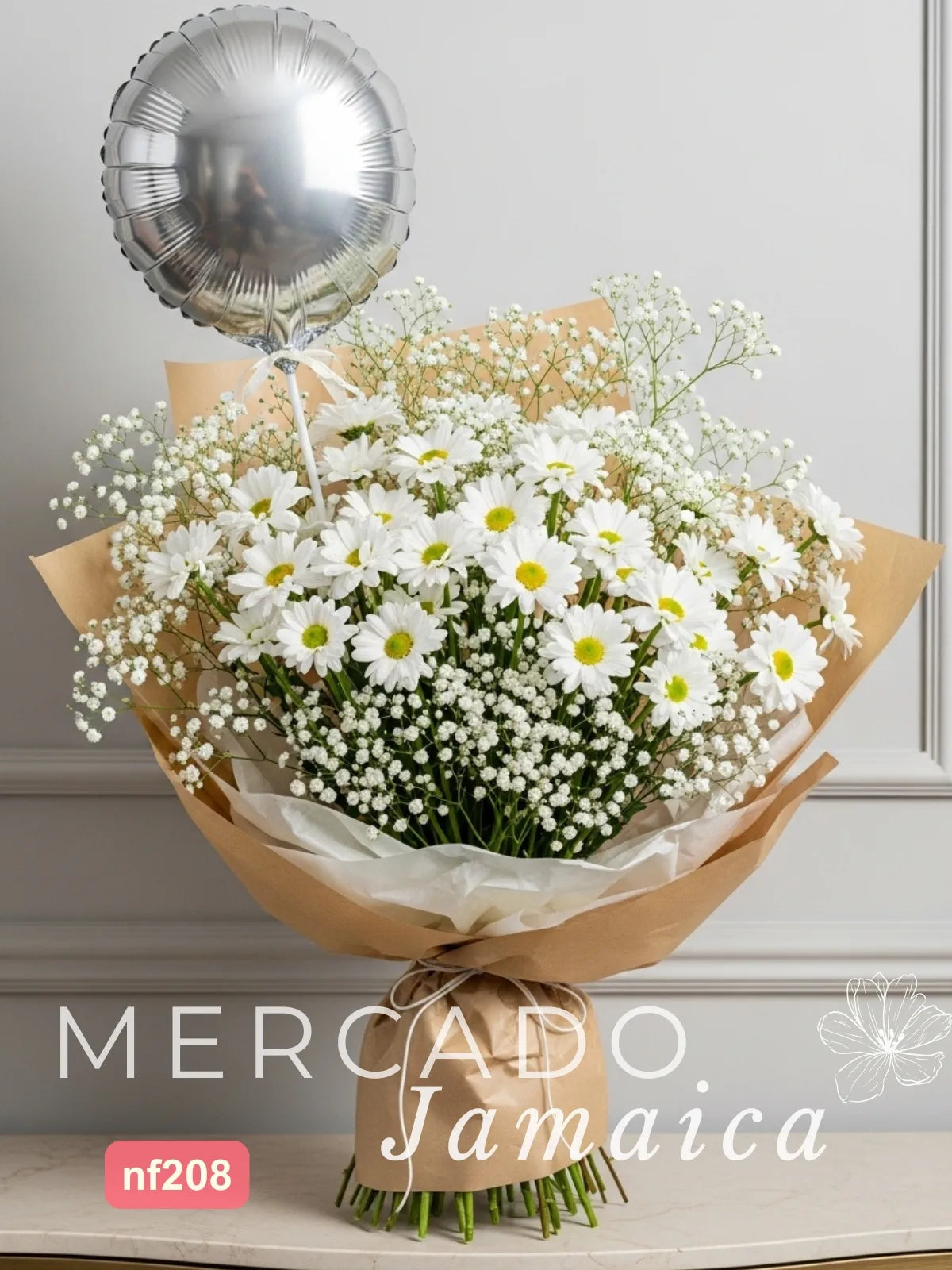 Ramo de Margaritas con Gypsophilia y Globo CDMX
