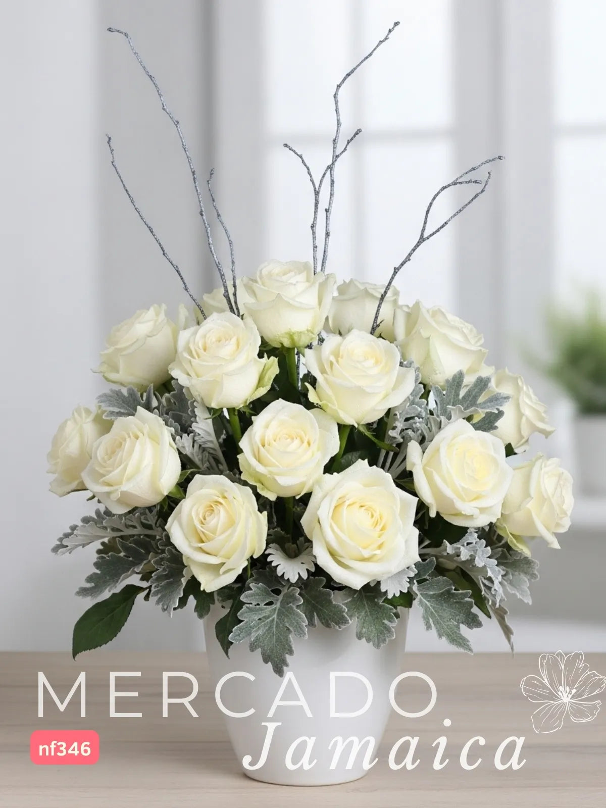 12 Rosas Rojas y 18 Blancas en Florero CDMX