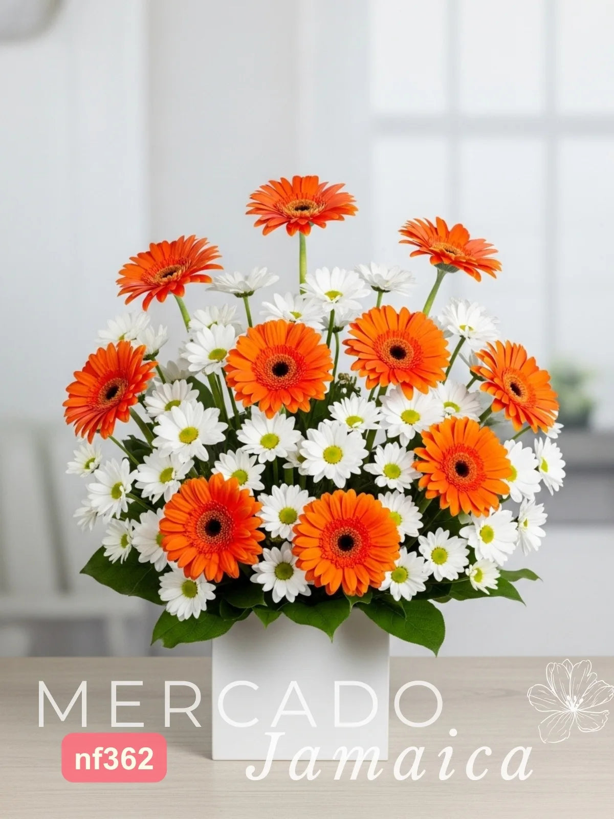 10 Gerberas Naranja con Margaritas CDMX