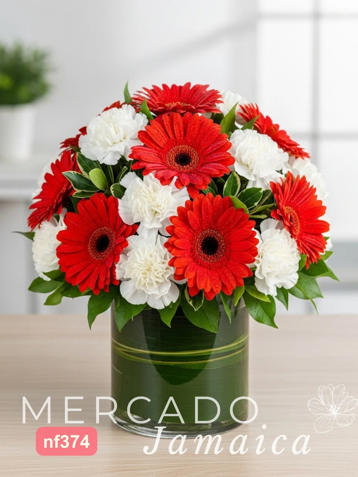 Arreglo 10 Gerberas Rojas y Claveles CDMX