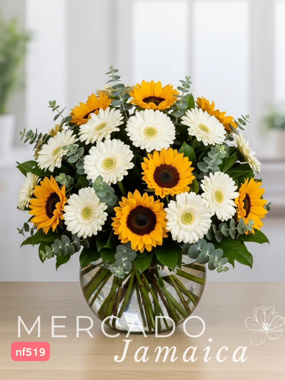 10 Girasoles y Gerberas en Florero | CDMX