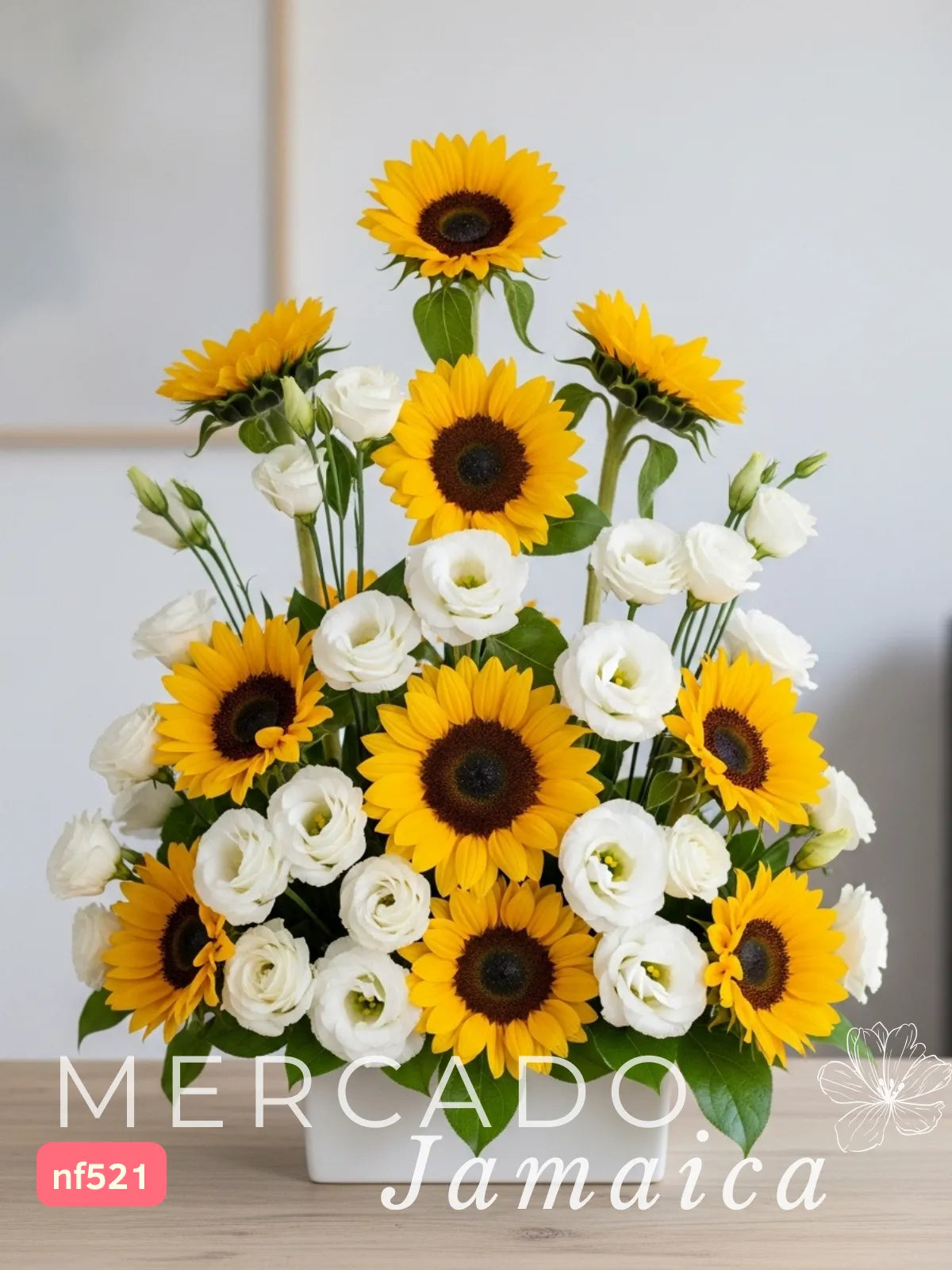 10 Girasoles en Florero de Cerámica · CDMX