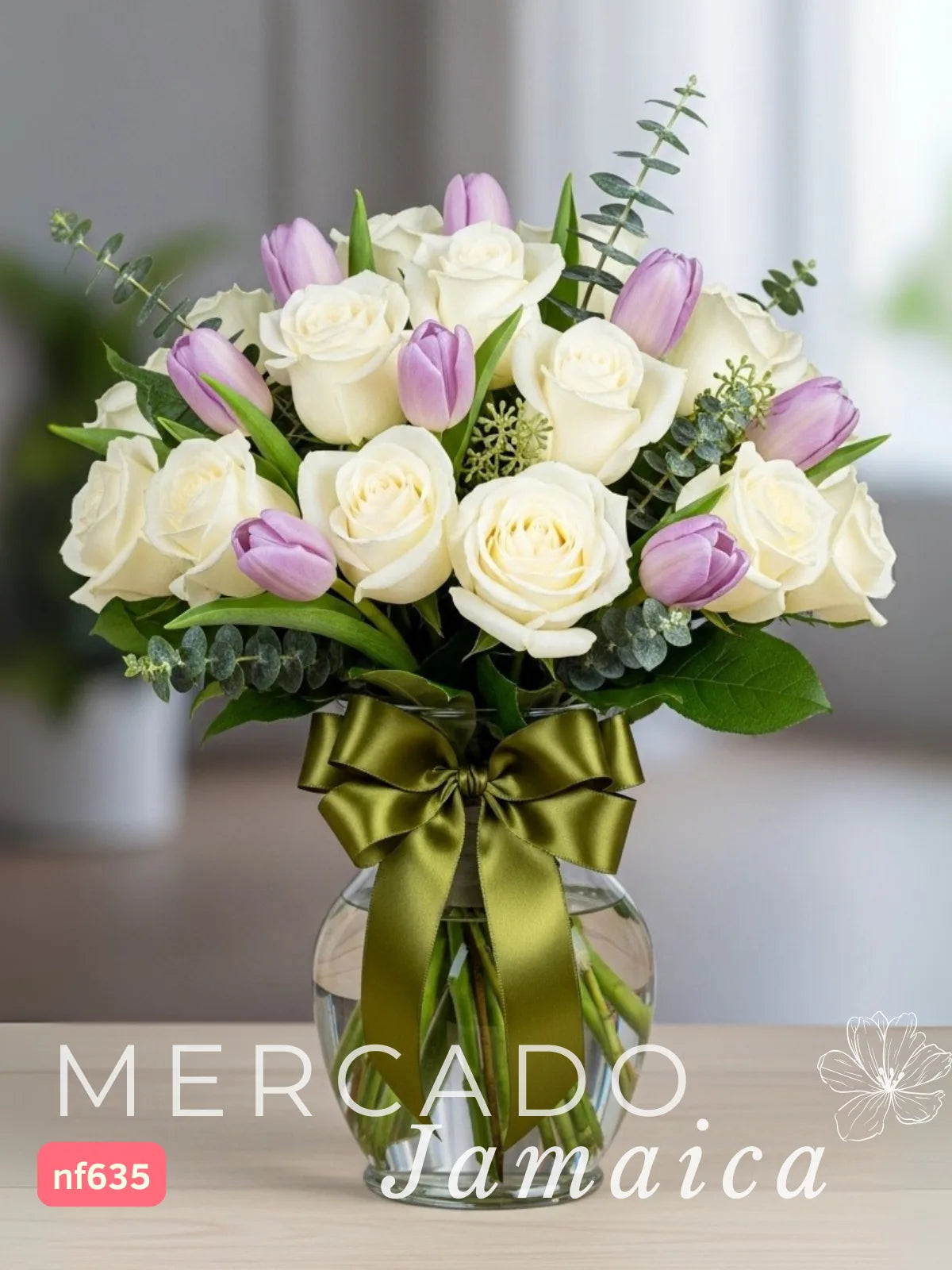 20 Rosas Blancas y 10 Tulipanes Lila CDMX