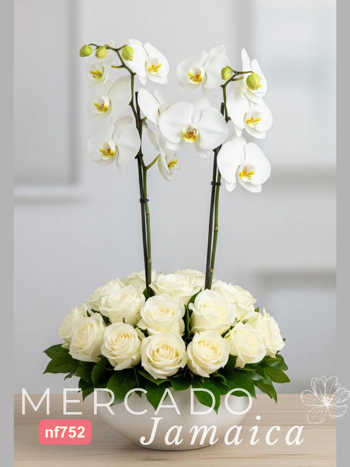 Torre Nevada: 24 Rosas y Orquídeas Blancas CDMX
