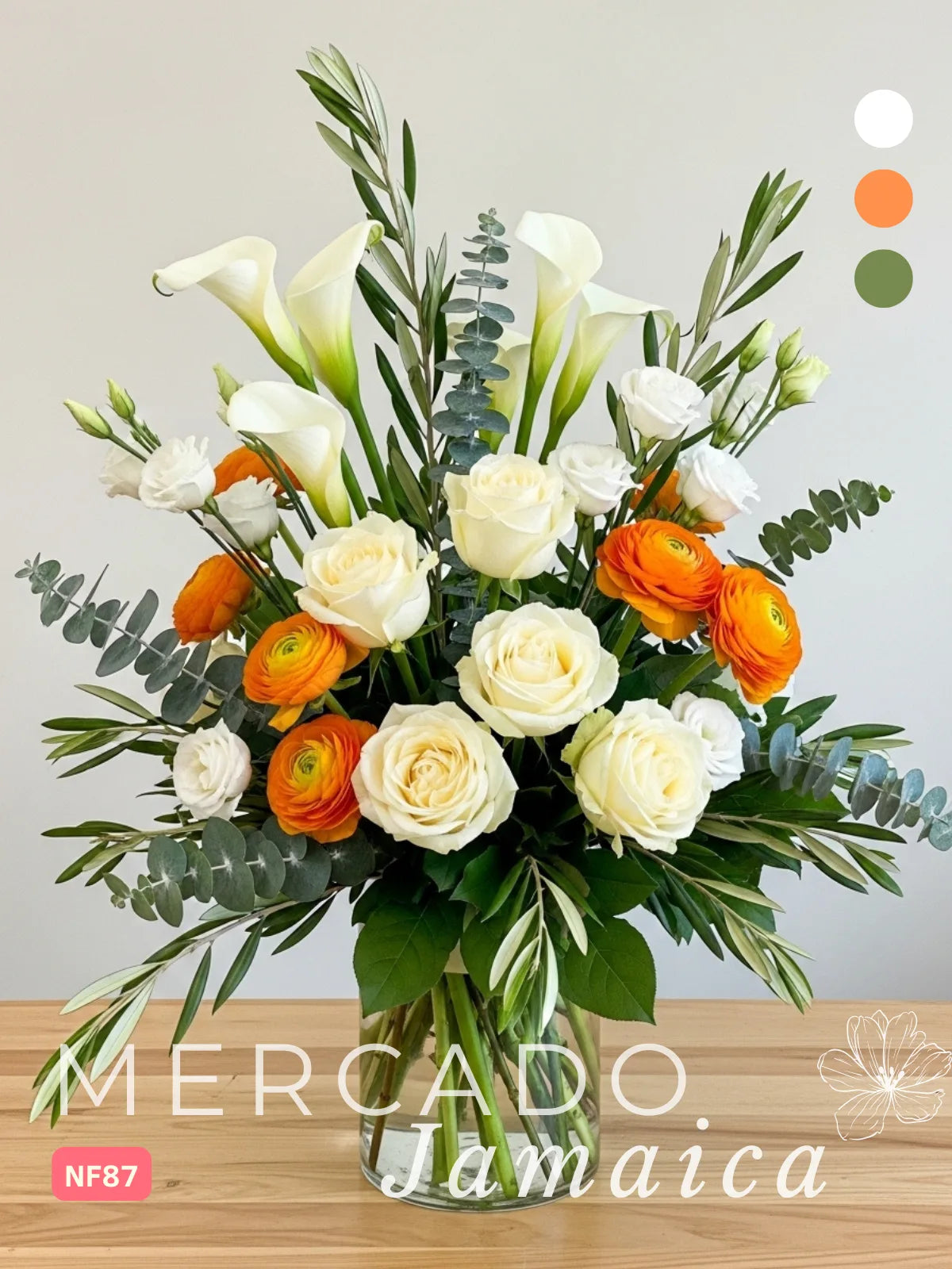 Arreglo Callas y Rosas Blancas con Ranunculus CDMX