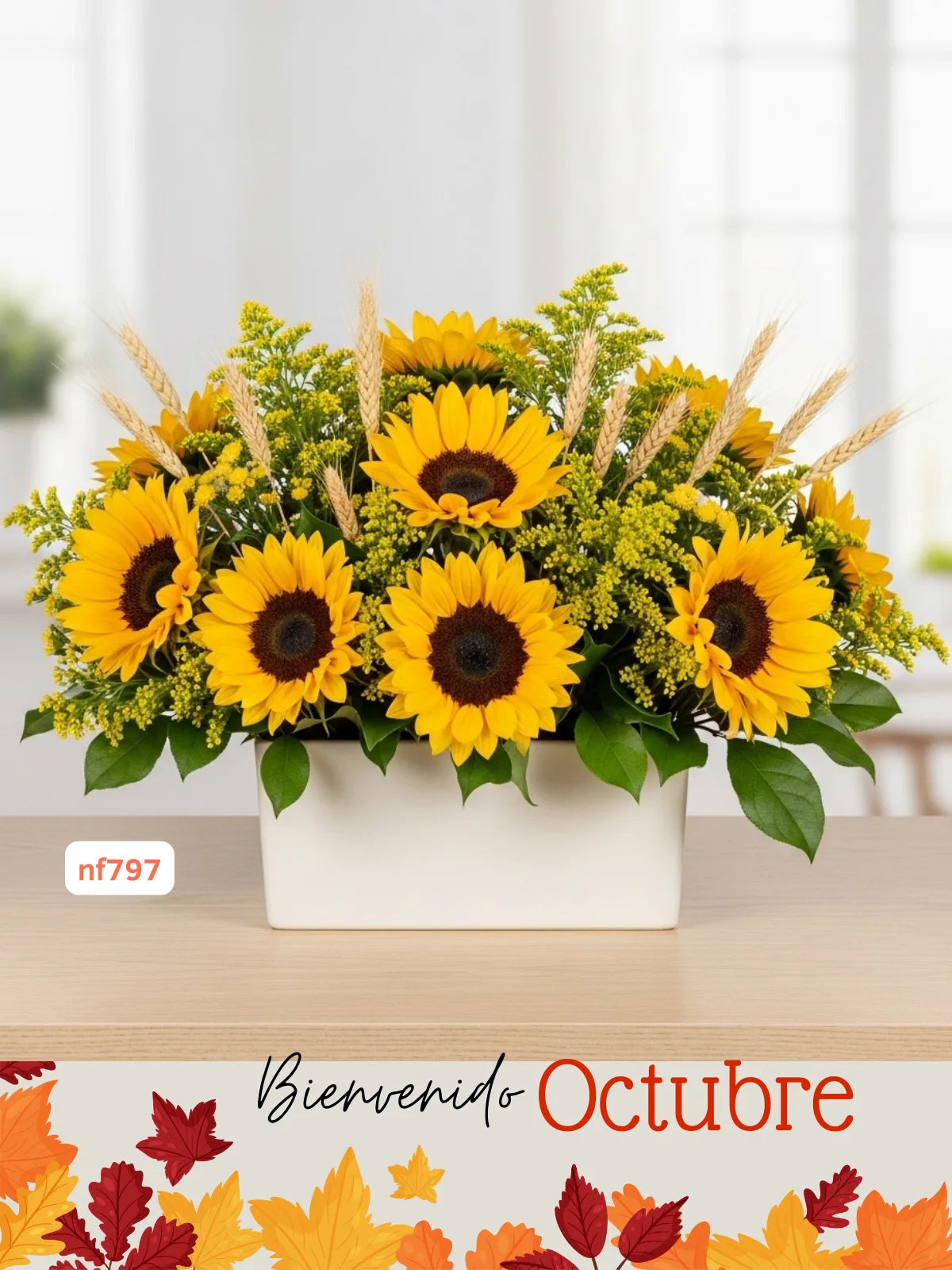Arreglo 10 Girasoles en Florero Cerámica CDMX