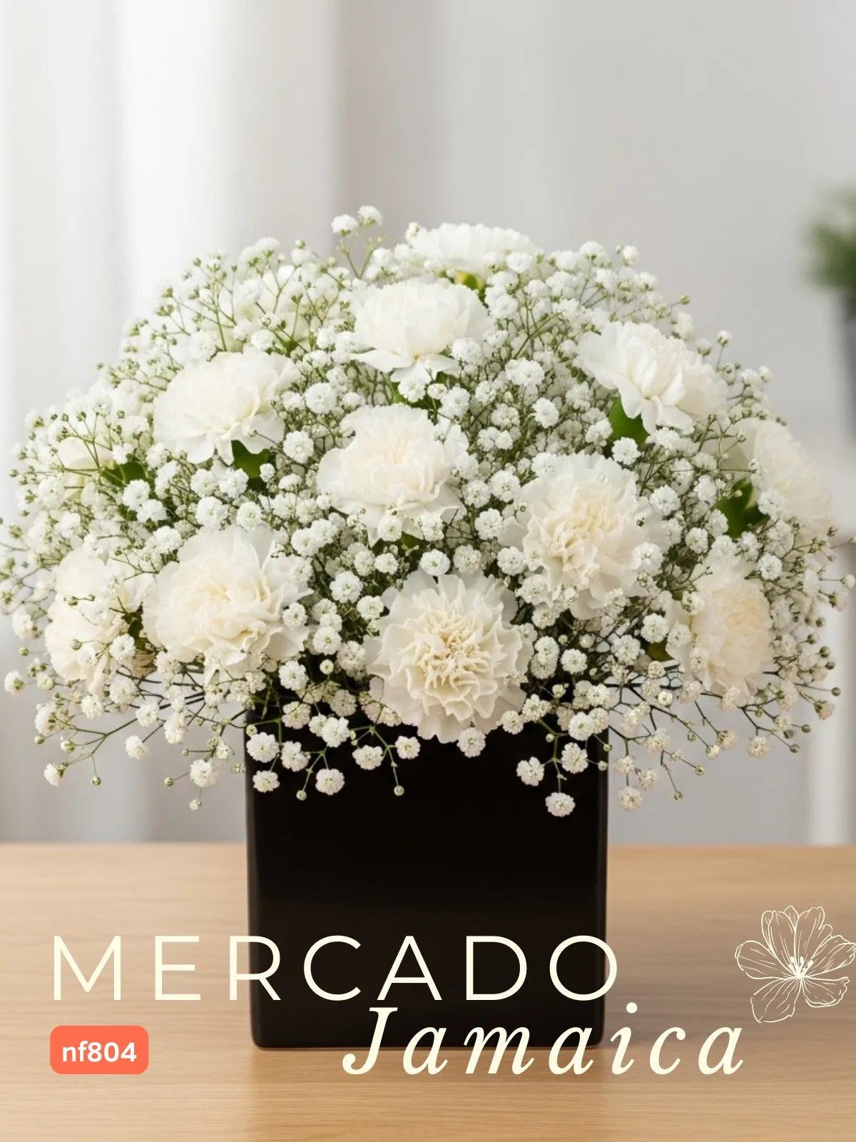 10 Claveles Blancos en Cubo de Cerámica | CDMX